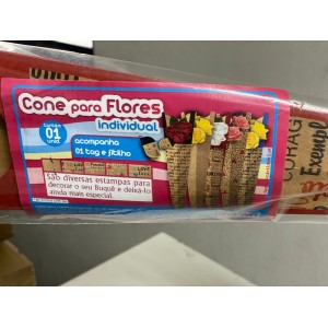 CONE PARA FLORES - CORAÇOES KRAFT - UNIDADE