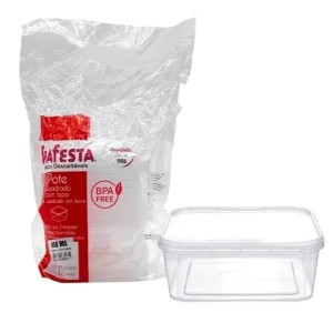 POTE QUADRADO 400 ML FREEZER E MICROONDAS COM 10 UNIDADES