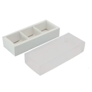 CAIXINHA DE BROWNIE COM 3 CAVIDADES 23,5X9X4,5 LISO BRANCO - UNIDADE