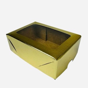 CAIXINHA LAMINADA OURO C/ VISOR PARA 6 DOCES