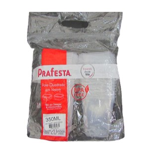 POTE QUADRADO 350 ML FREEZE E MICRONDAS COM 24 UNIDADES