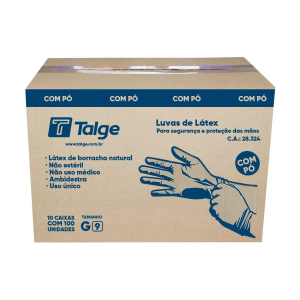 CAIXA LUVA LATEX COM PO TAMANHO (G) BRANCA C/1000 UNIDADES (10X100) TALGE