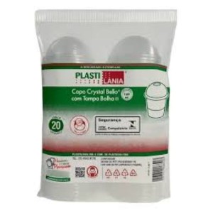 COPO CRYSTAL 200 ML COM TAMPA BOLHA C/ 20 UNIDADE - PLASTILÂNIA