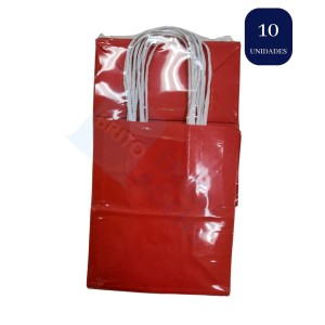 SACOLA DE PAPEL 14X08X16 PACOTE COM 10 UNIDADES VARIAS CORES